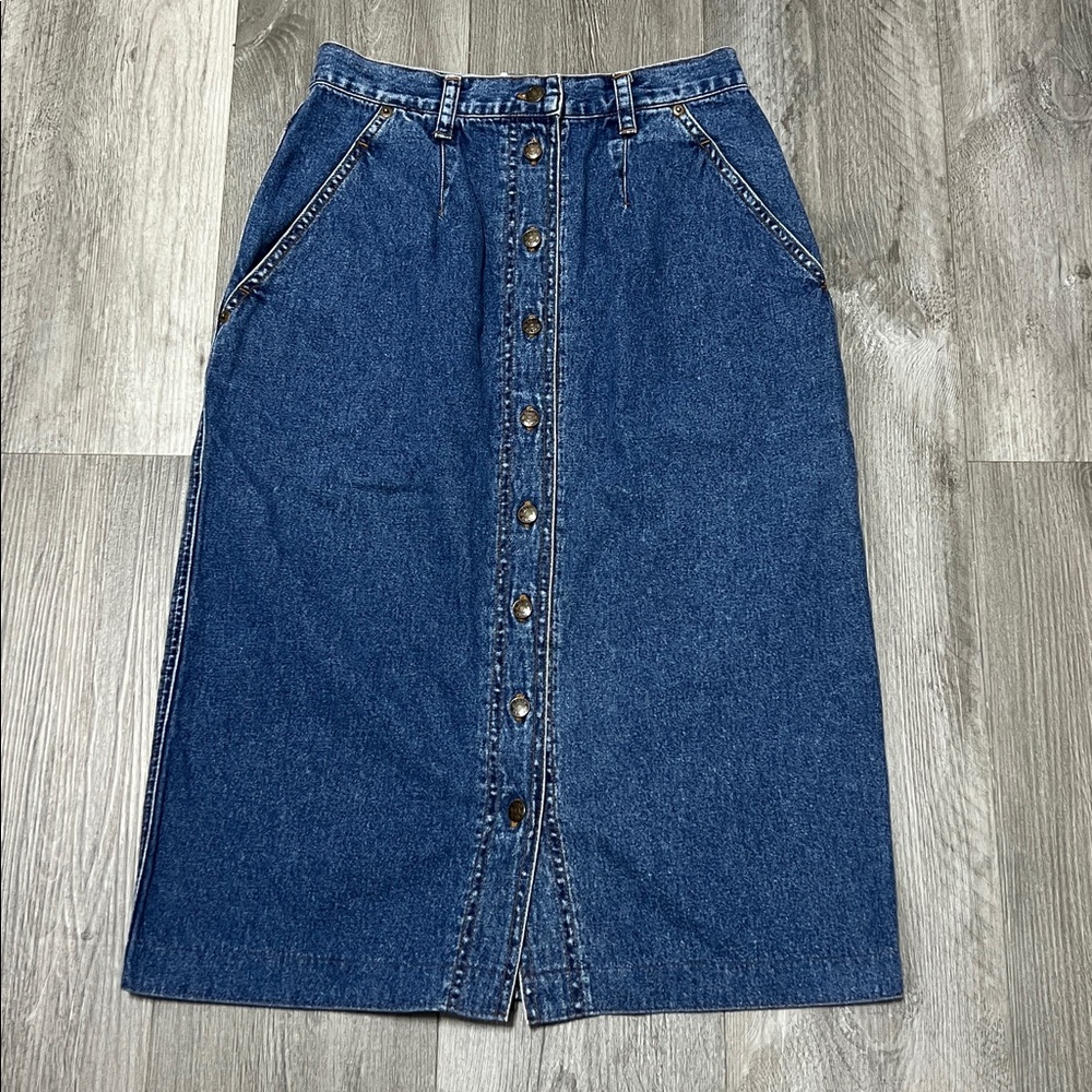 Original RUSS sport company women’s denim long skirt/ 100% Cotton/ size 8